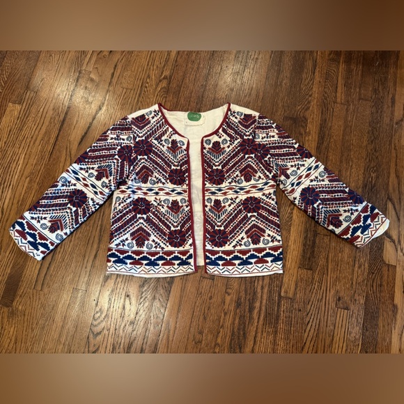 Anthropologie Patterned Utility Greenwich Embroidered Jacket Size Medium - Picture 8 of 9